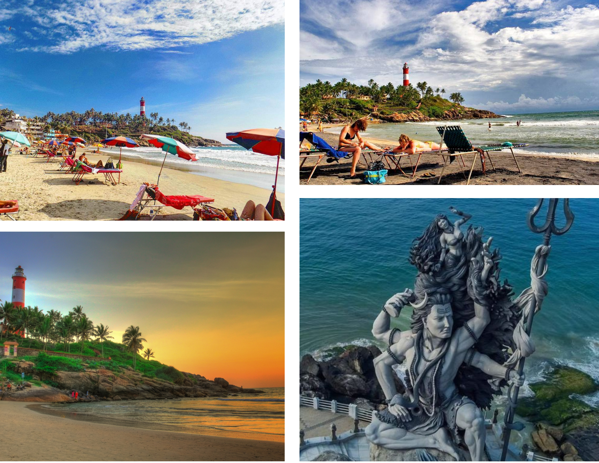 Kovalam beach sightseeing taxi Kerala with lighthouse and Trivandrum tour