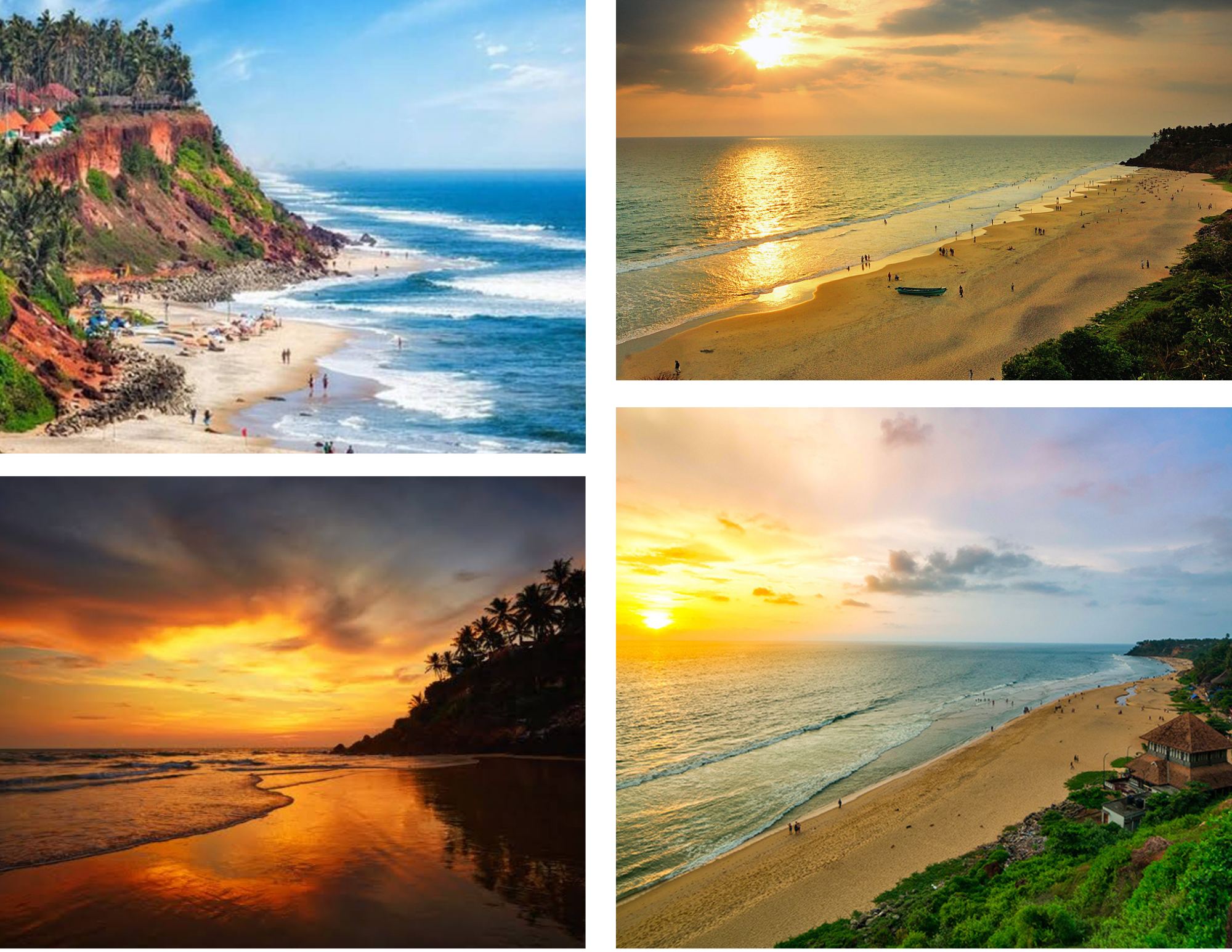Varkala cliff beach sightseeing taxi Kerala with ocean view and temple visit